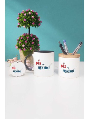 Hedizu Diş Hekimi Siyah Kupa Bardak Kalemlik Anahtarlık