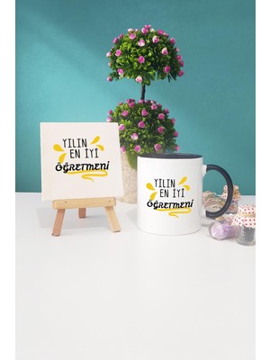 Hedizu Yılın En Iyi Öğretmeni Öğretmene Hediye Siyah Kupa Bardak Dekoratif Taş