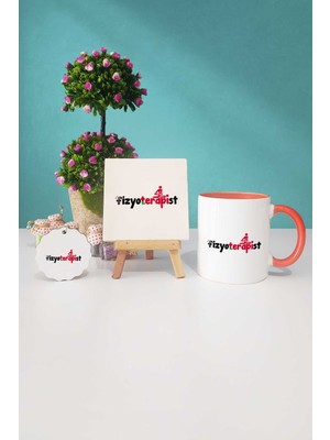 Hedizu Fizyoterapist Hediye Turuncu Kupa Bardak Dekoratif Taş Anahtarlık