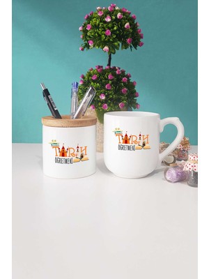 Hedizu Tarih Öğretmeni Hediye Oval Kupa Bardak Kalemlik