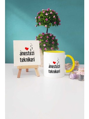 Hedizu Anestezi Teknikeri Sarı Kupa Bardak Dekoratif Taş