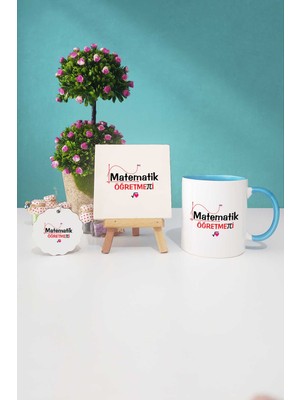 Hedizu Matematik Öğretmeni Hediye Mavi Kupa Bardak Dekoratif Taş Anahtarlık