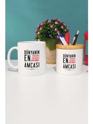 Hedizu Amcaya Hediye Kupa Bardak Beyaz ve Kalemlik