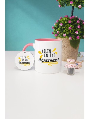 Hedizu Yılın En Iyi Öğretmeni Öğretmene Hediye Pembe Kupa Bardak Anahtarlık