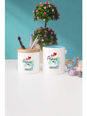 Hedizu En Tatlı Makine Mühendisi Hediye Mavi Kupa Bardak Kalemlik