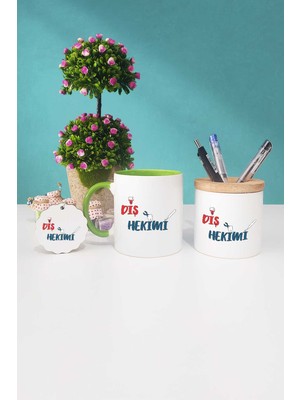 Hedizu Diş Hekimi Yeşil Kupa Bardak Kalemlik Anahtarlık