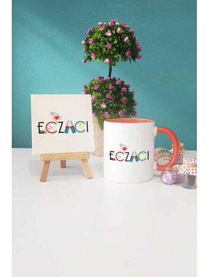 Hedizu Eczacı Hediye Turuncu Kupa Bardak Dekoratif Taş