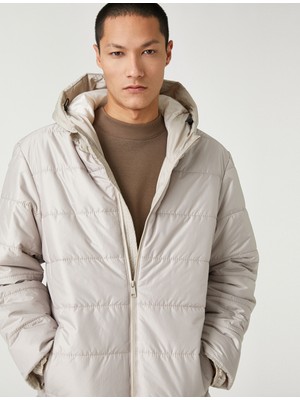 Koton Basic Şişme Mont Kapşonlu Cep Detaylı Fermuarlı