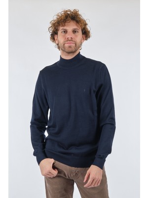 San&Fa Minimalist Yüksek Yakalı Uzun Kol Erkek Kazak - Günlük Şıklık