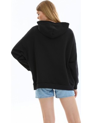 Butik Muson Minimal Baskılı Oversize Hoodie