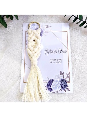 Hayaller Dükkanı 30 Adet Kağıt Üzeri Makrome Anahtarlık Nikah Hatırası