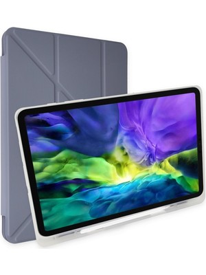 TEKNETSTORE Samsung Galaxy Tab S6 Lite P610 Uyumlu Origami Kalem Bölmeli Trifolding Yumuşak Silikon Kılıf