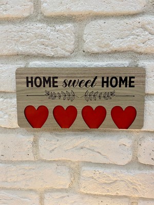 My Wall My Home "home Sweet Home" El Yapımı Ahşap Mdf Anahtarlık Askısı Pano Anahtarlık