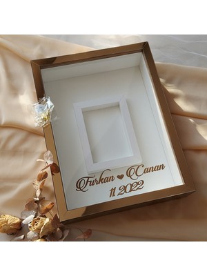 Verda Çerçeve 30 x 40 cm Bronz Pleksi Kaplı Fotoğraf Bölümlü  Ledli Gül Anı Çerçevesi