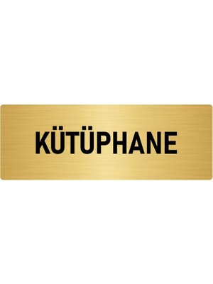 Özarslan Dizayn Metal Yönlendirme Levhası, Departman Kapı Isimliği Kütüphane 10X20 Cm Altın Renk