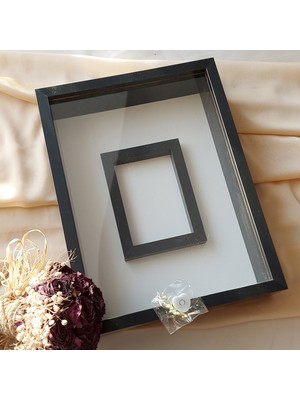 Verda Çerçeve 30 x 40 cm Siyah Renkli Isimsiz ve Ledli Fotoğraf Bölümlü Gül Anı Çerçevesi