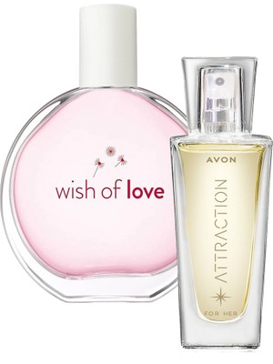 Avon Wish Of Love EDT 50ML ve Attraction EDP 30ML Kadın Parfüm Seti, Meyveli Koku