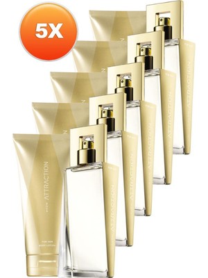 Avon Attraction Kadın Parfüm ve Vücut Losyonu Hediye Paketi Beşli Set
