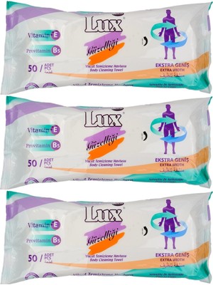 Lux Lüx Hasta Vücut Temizleme Islak Mendil Havlu 50 Yaprak Xl (3 Lü Set)