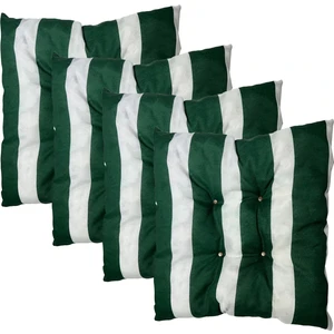 Dekoratif Pofidik Puf Sandalye Minderi  Kare 35X35X7 Cm-Yeşil Beyaz(4 Adet)