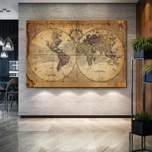 SML Tablo Eski Dünya Haritası World Map Kanvas Tablo