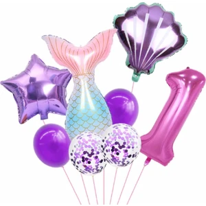 Parti Station Deniz Kızı Rakam Konsept Yaş Balon Doğum Günü Set Yaş Balon Set