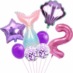 Parti Station Deniz Kızı Rakam Konsept Yaş Balon Doğum Günü Set Yaş Balon Set