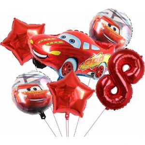Parti Station Cars Arabalar Şimşek Mcqueen Yarış Arabası Rakam Konsept Yaş Balon Doğum Günü Set Yaş Balon Set