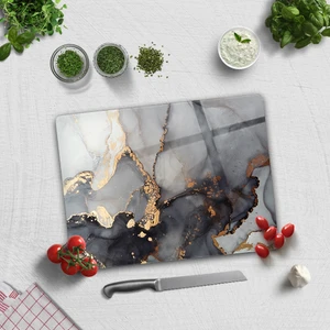 Stark Mermer Görünümlü Cam Kesme Tablası 30 x 40 cm