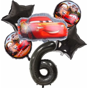Parti Station Cars Arabalar Şimşek Mcqueen Yarış Arabası Rakam Konsept Yaş Balon Doğum Günü Set Yaş Balon Set