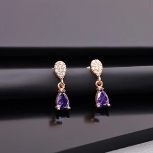 Miavi Silver 925 Ayar Gümüş Ametist Taşlı Damla Küpe 