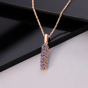 Miavi Silver 925 Ayar Gümüş Ametist Taşlı Başak Kolye