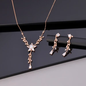 Miavi Silver 925 Ayar Gümüş Salkım Kolye Küpe Set