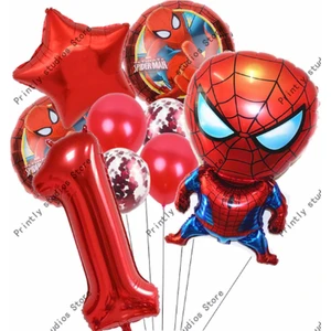 Parti Station Spiderman Örümcek Adam Konsept Yaş Balon Konsept Doğum Günü Set Yaş Balon Set