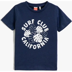 Baskılı Kısa Kollu Tişört Bisiklet Yaka