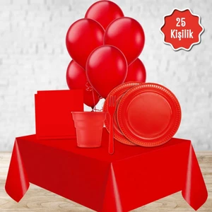Çıtı Pıtı Store Kırmızı Sofra Seti 25 Kişilik