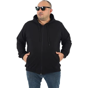 Büyük Beden Basic Mevsimlik Fermuarlı Kapüşonlu Sweat 22751