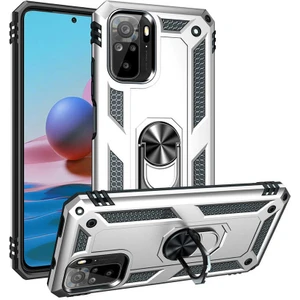 Xiaomi Redmi Note 10S Kılıf Çift Katmanlı Yüzüklü Manyetik Vega Araç Tutucu Destekli Zırhlı Tank Kapak