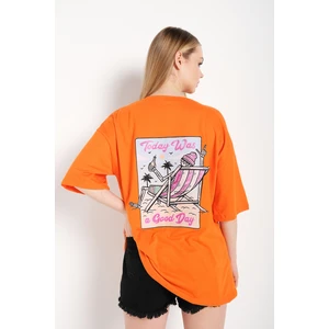 Kadın Today Was Baskılı Oversize Tişört