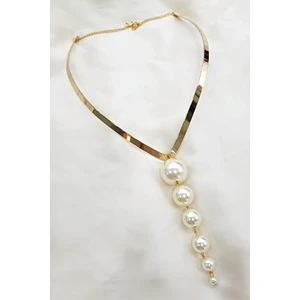 Petek Aksesuar Salkım Incili Choker Tasma Kolye Gold