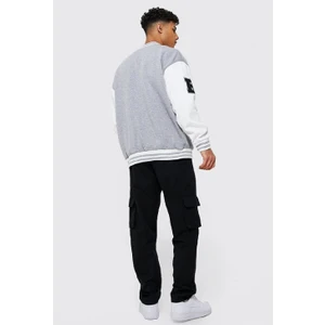 Unisex Oversize Gri M Bomber Kolej Ceket