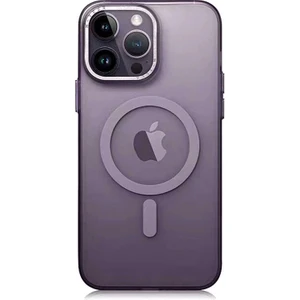 Case 4U Apple iPhone 14 Pro Max Kılıf Magsafe Şarj Özellikli Buzlu Sert PC Tuval Kapak Mor