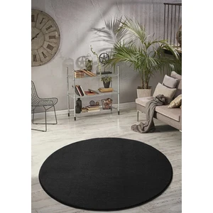 Valery Home Comfort Puffy Yuvarlak Peluş Yıkanabilir Siyah Yolluk
