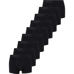 Erkek Siyah Boxer Pamuklu Likralı 9'lu Premium Paket