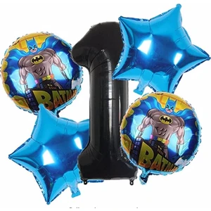 Parti Station Batman Balon Yaş Balon Set Yıldız Balon Folyo Set Konsept Doğum Günü Set Yaş Balon Set