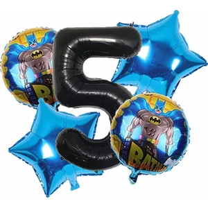 Parti Station Batman Balon Yaş Balon Set Yıldız Balon Folyo Set Konsept Doğum Günü Set Yaş Balon Set