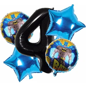 Parti Station Batman Balon Yaş Balon Set Yıldız Balon Folyo Set Konsept Doğum Günü Set Yaş Balon Set