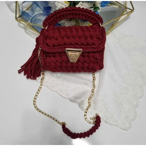 Desu Accessories Kadın Fıstık Model El Örgüsü Penye İp Omuz ve El Çantası