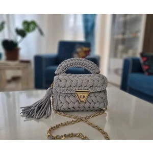 Desu Accessories Kadın Fıstık Model El Örgüsü Penye İp Omuz ve El Çantası