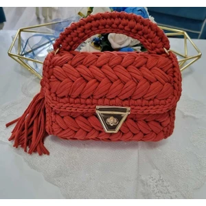 Desu Accessories Kadın Fıstık Model El Örgüsü Penye İp Omuz ve El Çantası